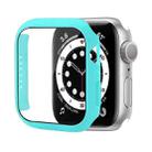 Shockproof PC Protective Case with Tempered Glass Film For Apple Watch Series 8 / 7 41mm(Single Cyan) - 1