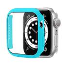 Shockproof PC Protective Case with Tempered Glass Film For Apple Watch Series 8 / 7 41mm(Light Blue) - 1