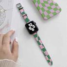 Slimming Checkerboard Leather Watch Band For Apple Watch Series 7 41mm/6&SE&5&4 40mm/3&2&1 38mm(Green Purple) - 1