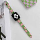 Slimming Checkerboard Leather Watch Band For Apple Watch Series 7 41mm/6&SE&5&4 40mm/3&2&1 38mm(Green Pink) - 1