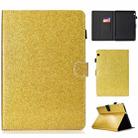 For Huawei MediaPad T3 10.0 Varnish Glitter Powder Horizontal Flip Leather Case with Holder & Card Slot(Gold) - 1