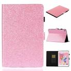 For iPad 10.2 / 10.5 Varnish Glitter Powder Horizontal Flip Leather Case with Holder & Card Slot(Pink) - 1