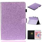 For iPad 10.2 / 10.5 Varnish Glitter Powder Horizontal Flip Leather Case with Holder & Card Slot(Purple) - 1