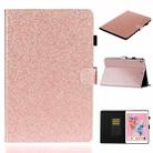 For iPad 10.2 / 10.5 Varnish Glitter Powder Horizontal Flip Leather Case with Holder & Card Slot(Rose Gold) - 1