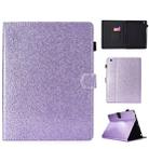 For iPad 2 / 3 / 4 Varnish Glitter Powder Horizontal Flip Leather Case with Holder & Card Slot(Purple) - 1