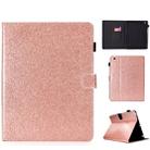 For iPad 2 / 3 / 4 Varnish Glitter Powder Horizontal Flip Leather Case with Holder & Card Slot(Rose Gold) - 1