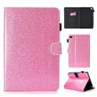 For iPad Mini 1/2/3/4/5 Varnish Glitter Powder Horizontal Flip Leather Case with Holder & Card Slot(Pink) - 1