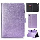 For iPad Mini 1/2/3/4/5 Varnish Glitter Powder Horizontal Flip Leather Case with Holder & Card Slot(Purple) - 1