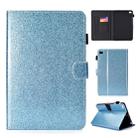 For iPad Mini 1/2/3/4/5 Varnish Glitter Powder Horizontal Flip Leather Case with Holder & Card Slot(Blue) - 1
