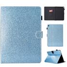 For iPad Pro 9.7 Varnish Glitter Powder Horizontal Flip Leather Case with Holder & Card Slot(Blue) - 1