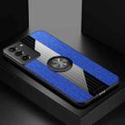 For Samsung Galaxy S21 5G XINLI Stitching Cloth Textue Shockproof TPU Protective Case with Ring Holder(Blue) - 1