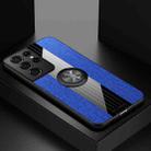 For Samsung Galaxy S21 Ultra 5G XINLI Stitching Cloth Textue Shockproof TPU Protective Case with Ring Holder(Blue) - 1