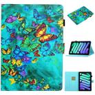 For iPad mini 6 Coloured Drawing Horizontal Flip Leather Tablet Case with Holder & Card Slot & Sleep / Wake-up Function(Green Butterfly) - 1