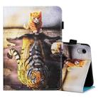 For iPad mini 6 Coloured Drawing Stitching Horizontal Flip Leather Tablet Case with Holder & Card Slot & Sleep / Wake-up Function(Cat and Tiger) - 1