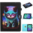 For iPad mini 6 Coloured Drawing Stitching Horizontal Flip Leather Tablet Case with Holder & Card Slot & Sleep / Wake-up Function(Night Cat) - 1