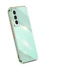 For Samsung Galaxy S21 5G XINLI Straight 6D Plating Gold Edge TPU Shockproof Case(Mint Green) - 1