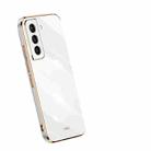 For Samsung Galaxy S21 5G XINLI Straight 6D Plating Gold Edge TPU Shockproof Case(White) - 1