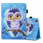 For iPad mini 6 Coloured Drawing Stitching Horizontal Flip Leather Tablet Case with Holder & Card Slot & Sleep / Wake-up Function(Blue Owl) - 1