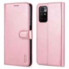 For Xiaomi Redmi 10 AZNS Skin Feel Calf Texture Horizontal Flip Leather Case with Card Slots & Holder & Wallet(Rose Gold) - 1
