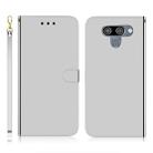 For LG K50 Imitated Mirror Surface Horizontal Flip Leather Case with Holder & Card Slots & Wallet & Lanyard(Silver) - 1