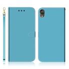 For Motorola Moto E6 Imitated Mirror Surface Horizontal Flip Leather Case with Holder & Card Slots & Wallet & Lanyard(Blue) - 1