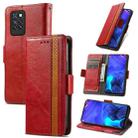 For Infinix Note 10 Pro CaseNeo Business Splicing Dual Magnetic Buckle Horizontal Flip PU Leather Case with Holder & Card Slots & Wallet(Red) - 1