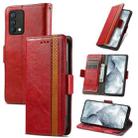 For OPPO Realme GT Master CaseNeo Business Splicing Dual Magnetic Buckle Horizontal Flip PU Leather Case with Holder & Card Slots & Wallet(Red) - 1