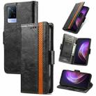 For vivo V21 CaseNeo Business Splicing Dual Magnetic Buckle Horizontal Flip PU Leather Case with Holder & Card Slots & Wallet(Black) - 1
