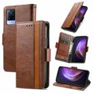 For vivo V21 CaseNeo Business Splicing Dual Magnetic Buckle Horizontal Flip PU Leather Case with Holder & Card Slots & Wallet(Brown) - 1