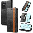 For ZTE Axon 30 5G CaseNeo Business Splicing Dual Magnetic Buckle Horizontal Flip PU Leather Case with Holder & Card Slots & Wallet(Black) - 1