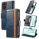 For ZTE Axon 30 5G CaseNeo Business Splicing Dual Magnetic Buckle Horizontal Flip PU Leather Case with Holder & Card Slots & Wallet(Blue) - 1