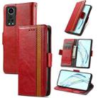 For ZTE Axon 30 5G CaseNeo Business Splicing Dual Magnetic Buckle Horizontal Flip PU Leather Case with Holder & Card Slots & Wallet(Red) - 1