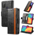 For Alcatel 1S (2021) CaseNeo Business Splicing Dual Magnetic Buckle Horizontal Flip PU Leather Case with Holder & Card Slots & Wallet(Black) - 1