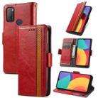 For Alcatel 1S (2021) CaseNeo Business Splicing Dual Magnetic Buckle Horizontal Flip PU Leather Case with Holder & Card Slots & Wallet(Red) - 1