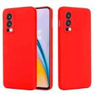 For OnePlus Nord 2 5G Solid Color Liquid Silicone Shockproof Full Coverage Protective Case(Red) - 1