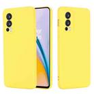 For OnePlus Nord 2 5G Solid Color Liquid Silicone Shockproof Full Coverage Protective Case(Yellow) - 1