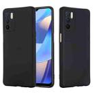 For OPPO A16 / A16S Foreign Version Solid Color Liquid Silicone Shockproof Full Coverage Protective Case(Black) - 1