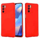 For OPPO A16 / A16S Foreign Version Solid Color Liquid Silicone Shockproof Full Coverage Protective Case(Red) - 1
