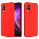 For vivo V21 5G / 4G Solid Color Liquid Silicone Shockproof Full Coverage Protective Case(Red) - 1