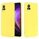 For vivo V21 5G / 4G Solid Color Liquid Silicone Shockproof Full Coverage Protective Case(Yellow) - 1