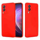 For vivo V21e 5G Foreign Version Solid Color Liquid Silicone Shockproof Full Coverage Protective Case(Red) - 1