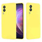 For vivo V21e 5G Foreign Version Solid Color Liquid Silicone Shockproof Full Coverage Protective Case(Yellow) - 1