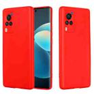 For vivo X60 Pro 5G Foreign Version Solid Color Liquid Silicone Shockproof Full Coverage Protective Case(Red) - 1