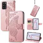 For Blackview A100 Butterfly Love Flower Embossed Horizontal Flip Leather Case with Holder & Card Slots & Wallet & Lanyard(Rose Gold) - 1