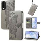 For Huawei nova 8 SE Youth Butterfly Love Flower Embossed Horizontal Flip Leather Case with Holder & Card Slots & Wallet & Lanyard(Gray) - 1