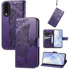 For Huawei nova 8 SE Youth Butterfly Love Flower Embossed Horizontal Flip Leather Case with Holder & Card Slots & Wallet & Lanyard(Dark Purple) - 1