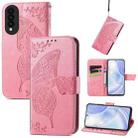 For Huawei nova 8 SE Youth Butterfly Love Flower Embossed Horizontal Flip Leather Case with Holder & Card Slots & Wallet & Lanyard(Pink) - 1