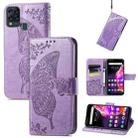 For Infinix Hot 10T Butterfly Love Flower Embossed Horizontal Flip Leather Case with Holder & Card Slots & Wallet & Lanyard(Light Purple) - 1