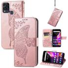 For Infinix Hot 10T Butterfly Love Flower Embossed Horizontal Flip Leather Case with Holder & Card Slots & Wallet & Lanyard(Rose Gold) - 1