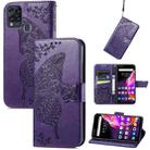 For Infinix Hot 10T Butterfly Love Flower Embossed Horizontal Flip Leather Case with Holder & Card Slots & Wallet & Lanyard(Dark Purple) - 1